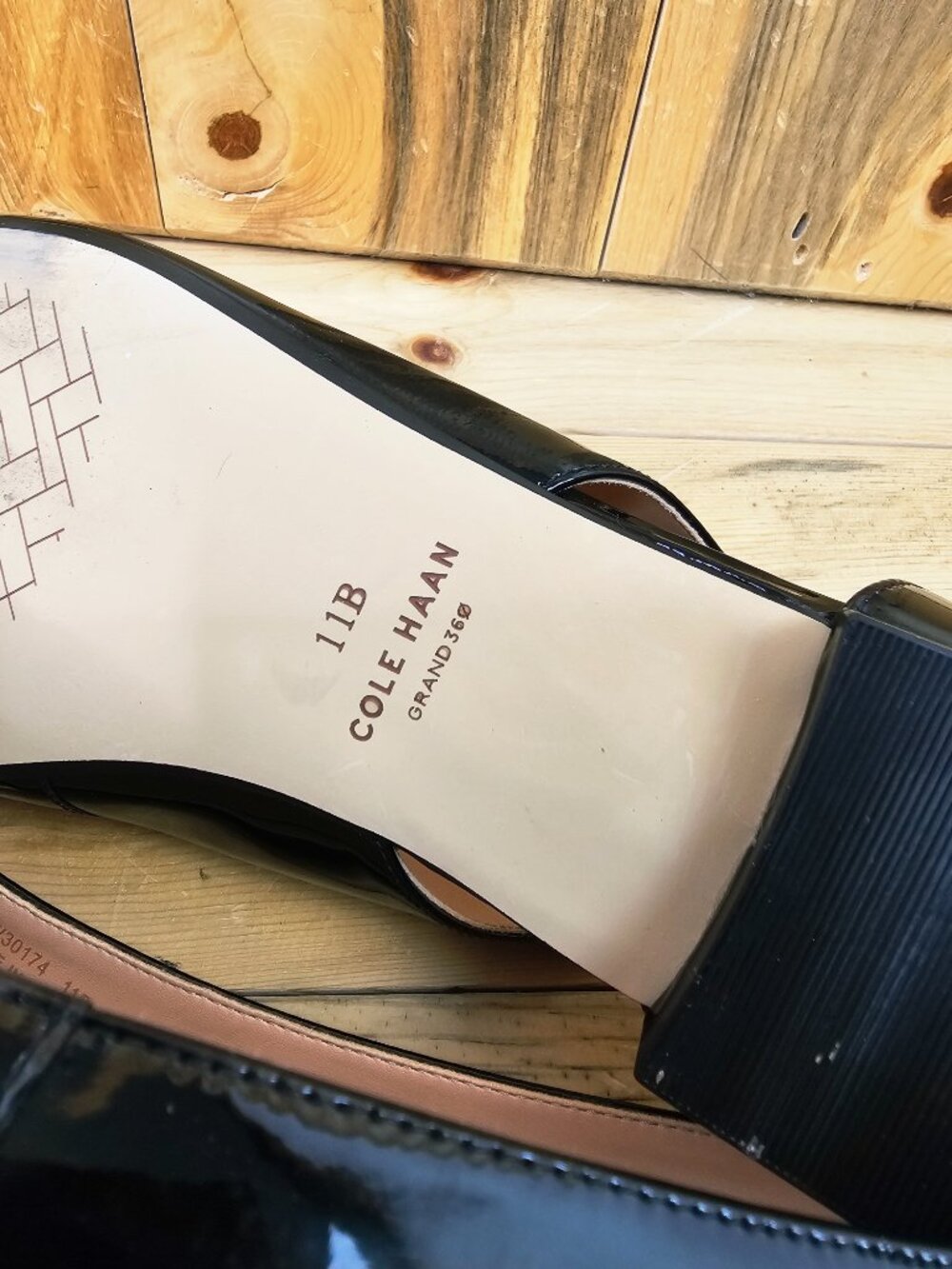 Cole Haan Bria Square Toe Cutout Ballet Flat in Black Patent Slingback Size 11 - Picture 6 of 8